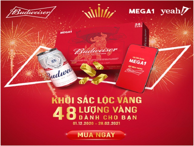 Budweiser và Mega1 lần đầu hợp tác triển khai chương trình khuyến mãi “Khởi sắc lộc vàng”